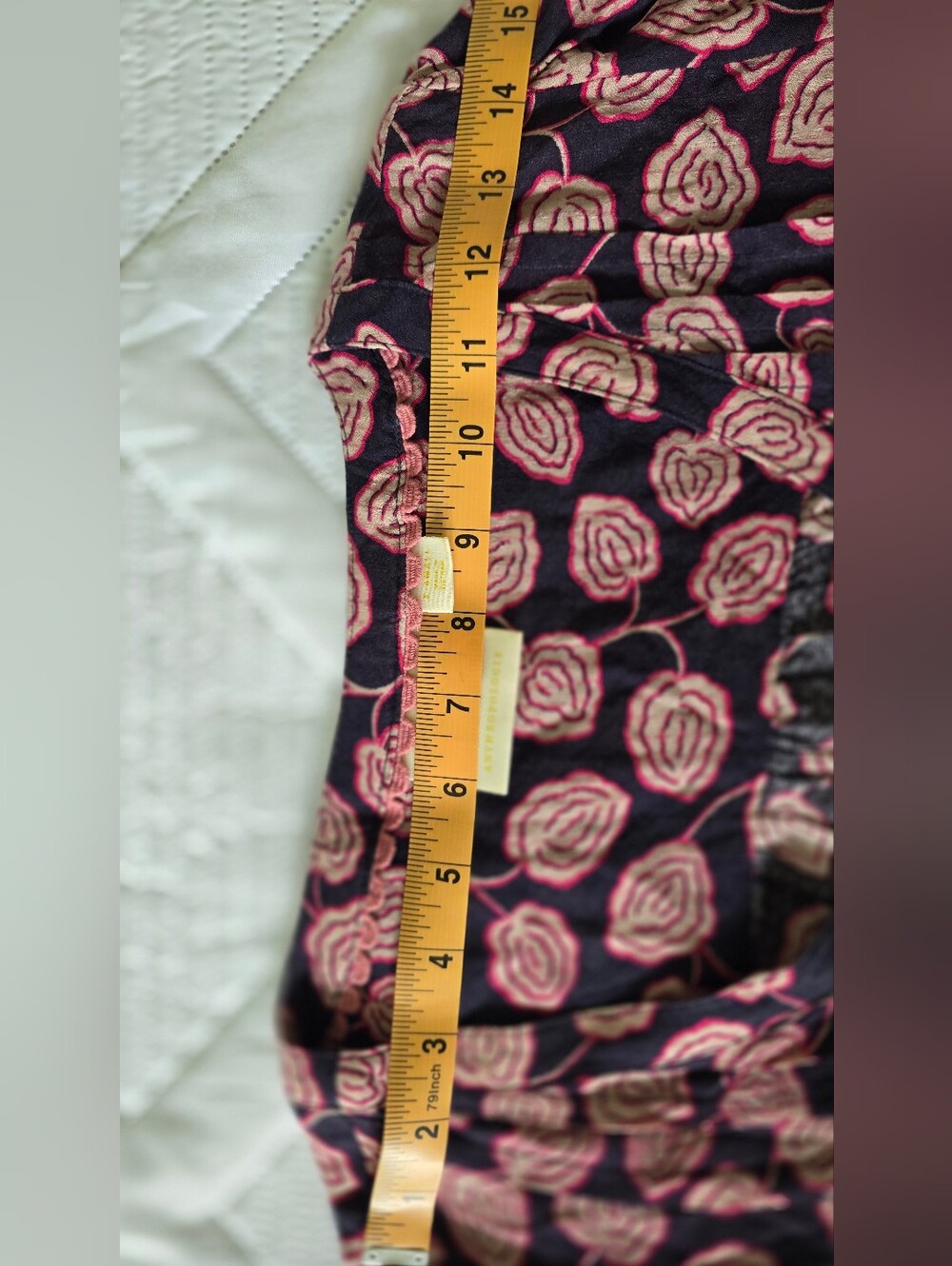 Maeve Anthropologie Cathy Pleated V-Neck Floral Blouse Top Pink Purple XS - Picture 7 of 8